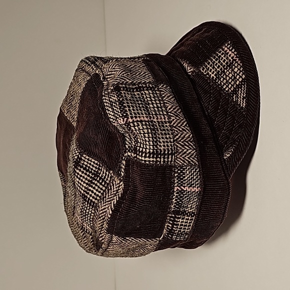 Billabong Hat Cap Newsboy Houndstooth Chevron Plaid Corduroy Wool Brown Lined - Picture 8 of 12